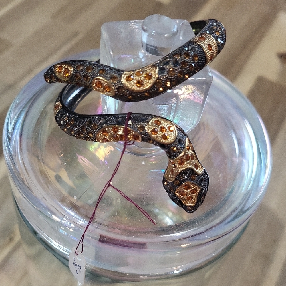 Mystic CT Vintage Rhinestone Embellished Snake Wrap / Arm Bracelet - Picture 3 of 6